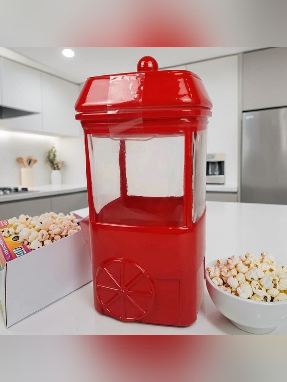 Target Bullseye Playground Red Glass Popcorn Machine Canister